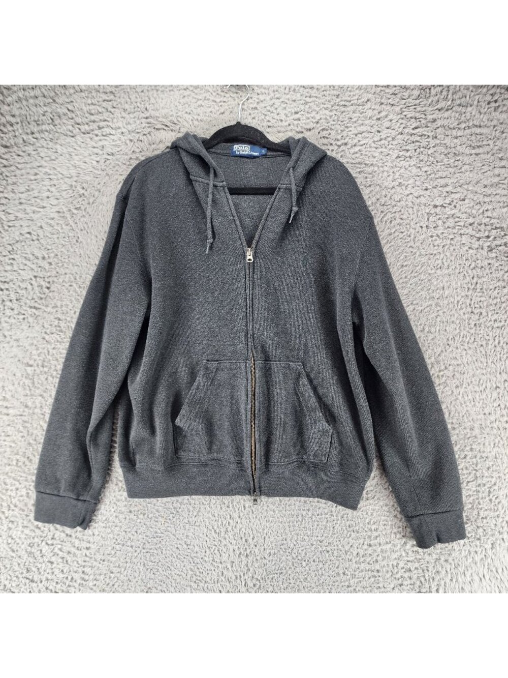 Polo Ralph Lauren Shirt Mens Large Gray Full Zip Hoodie Sweatshirt